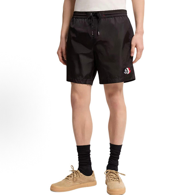 moncler circular badge logo patch lightweight swim shorts